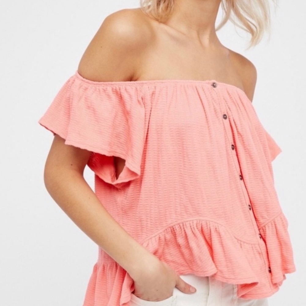 Free People Off Shoulder Top Ruffles NWT